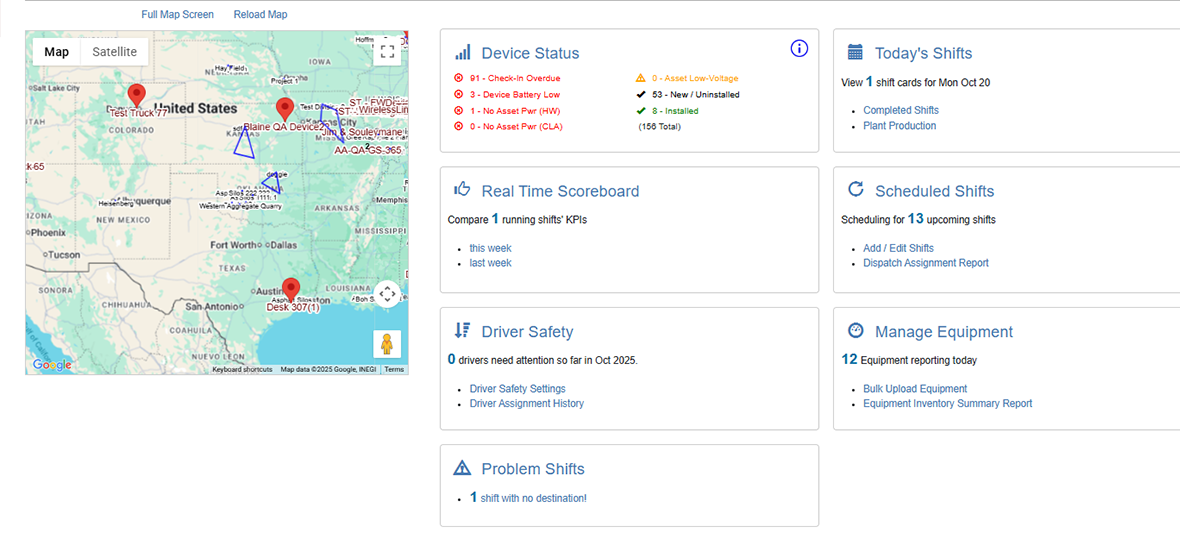 FleetWatcher E-Log dashboard